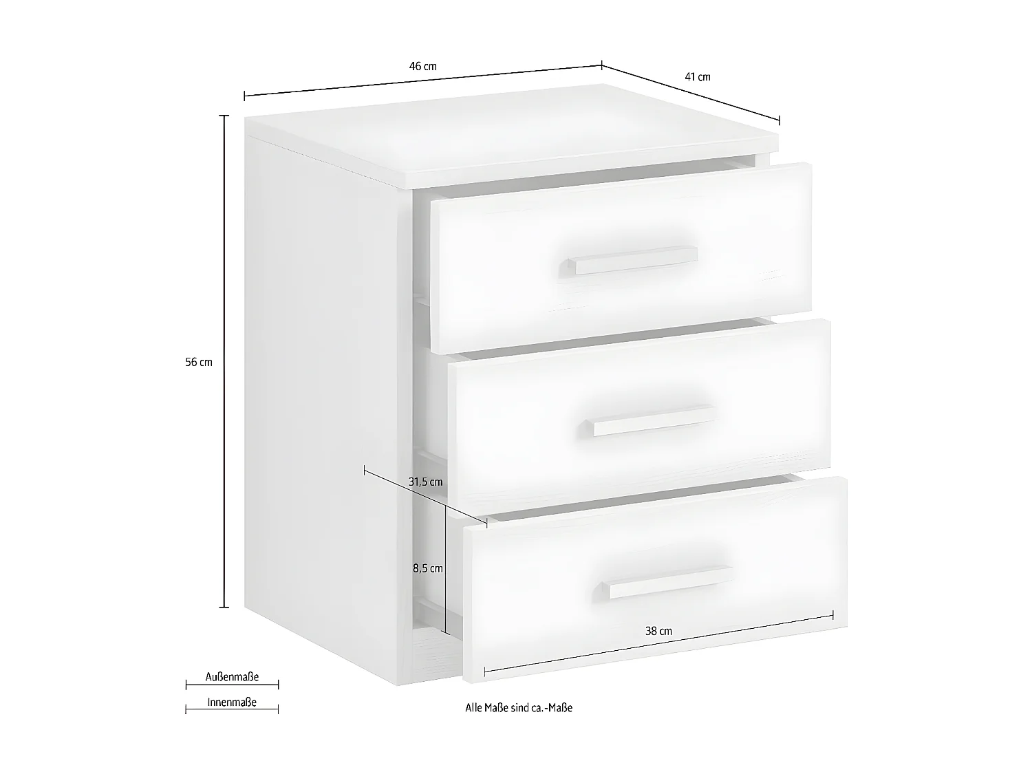 NACHTTISCH Galaxy Monastery Eiche / Schwarz 46 / 41 / 56cm
