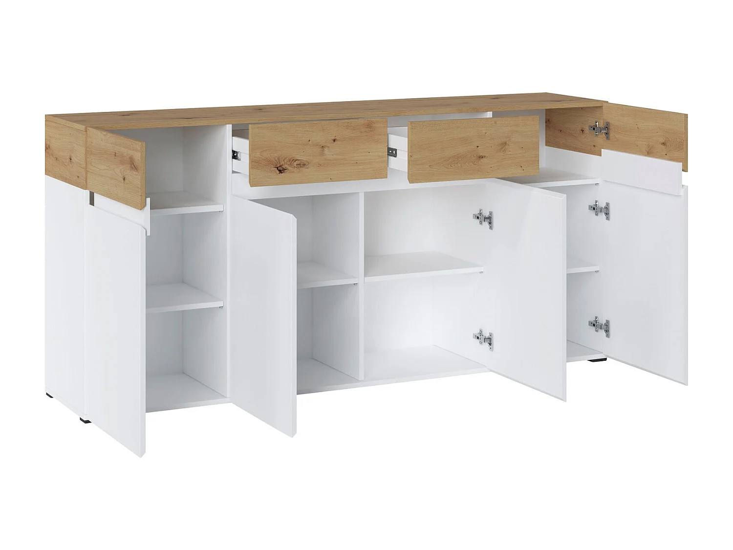 SIDEBOARD Rimini Weiß / Artisan Eiche 180 / 40 / 86cm