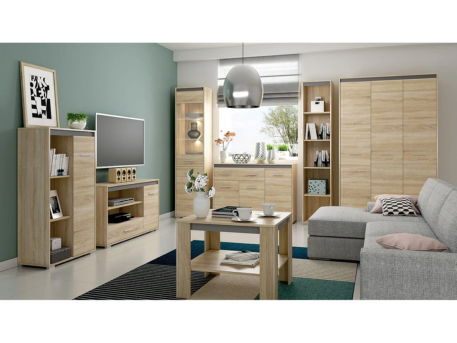 HIGHBOARD Avo Sonoma Eiche, Absetzung austauschbar 69 / 34 / 123cm