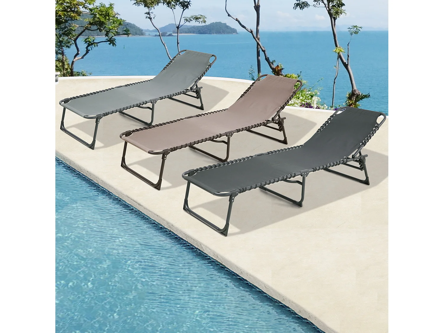 Set de 2 chaises longues de jardin pliable