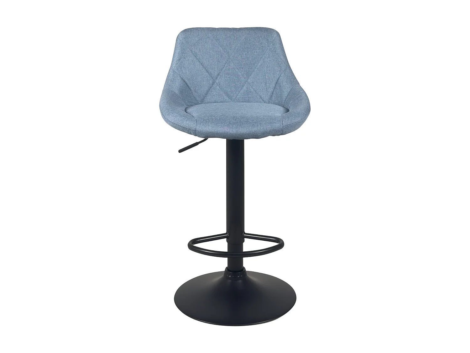 Lot 2 chaises de bar, tissu rembourré matelassé , pivotant, hauteur réglable pied noir LUTI (bleu)