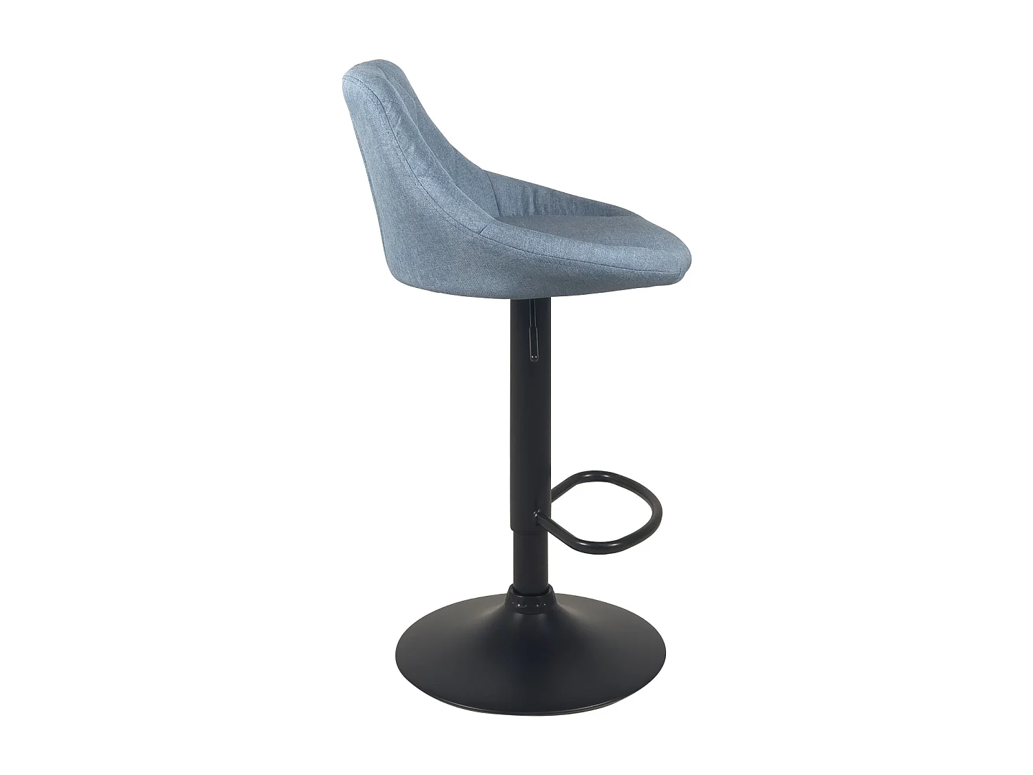 Lot 2 chaises de bar, tissu rembourré matelassé , pivotant, hauteur réglable pied noir LUTI (bleu)