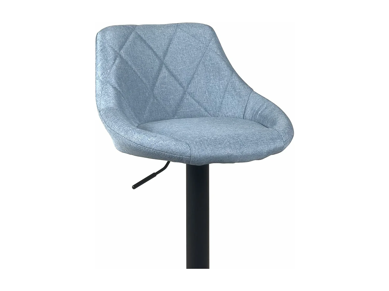 Lot 2 chaises de bar, tissu rembourré matelassé , pivotant, hauteur réglable pied noir LUTI (bleu)