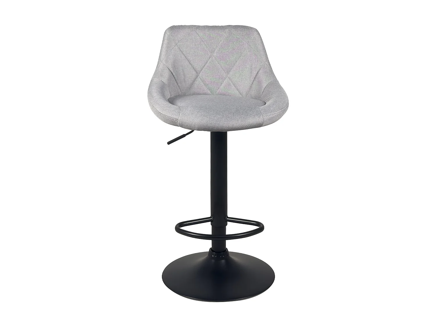 Lot 2 chaises de bar, tissu rembourré matelassé , pivotant, hauteur réglable pied noir LUTI (gris)