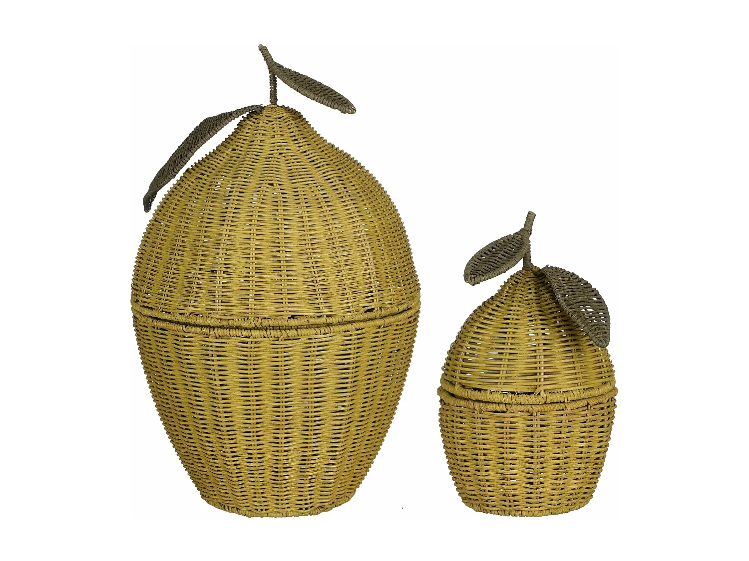 Ensemble de panier de rangement en rotin - 30 x 30 x 48 - Jaune -