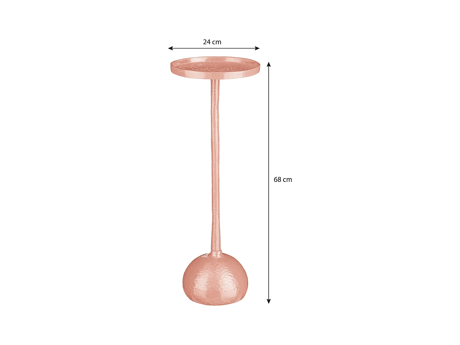 Table d'appoint en aluminium recyclé - 24 x 24 x 68 - Rose clair - COLIN