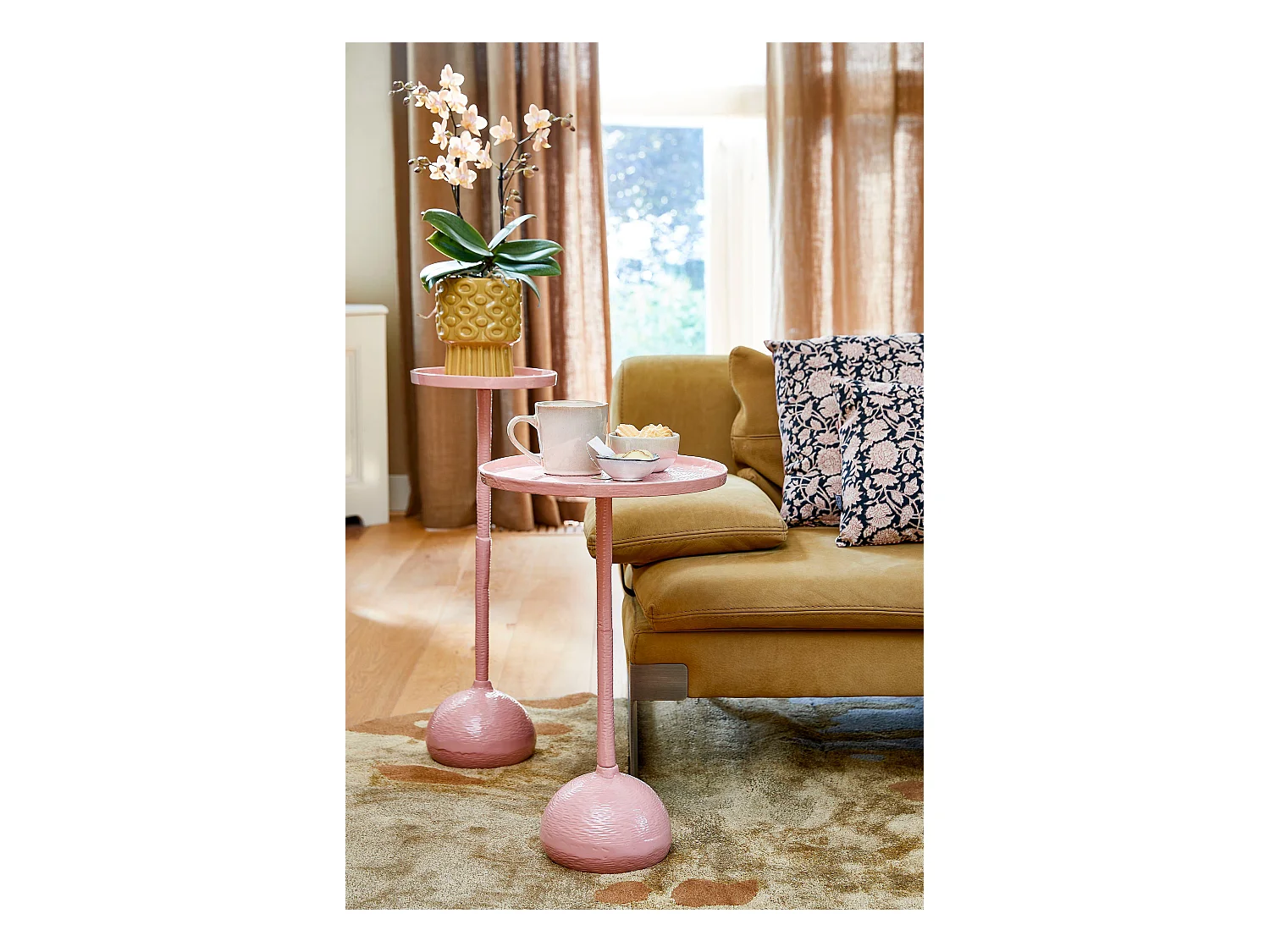 Table d'appoint en aluminium recyclé - 24 x 24 x 68 - Rose clair - COLIN