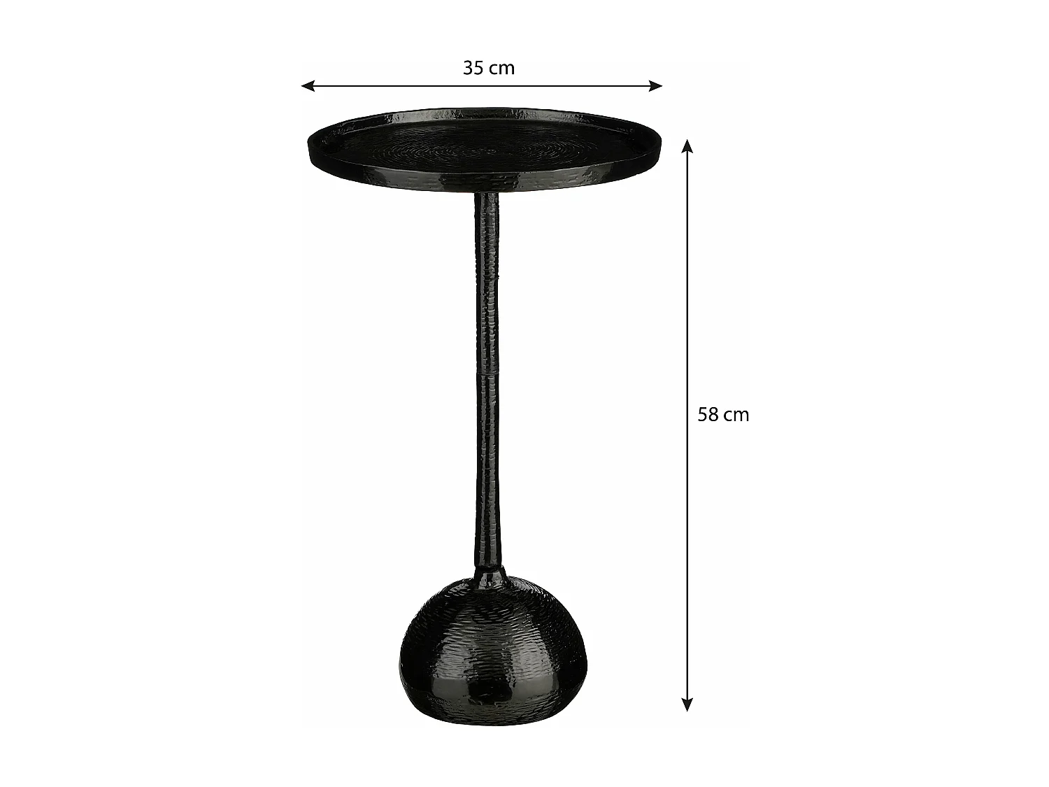 Bijzettafel van gerecycled aluminium - 34 x 34 x 58 - Zwart - COLIN