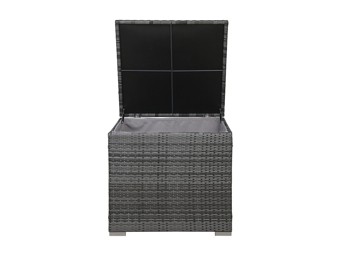 Coffre Rangement Rotin 115x60x65 Cm - Double Portes + Couvercle - Jardin, Terrasse