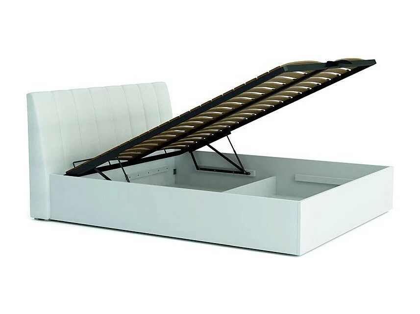 Conjunto de dormitorio VERONA: Cama con canapé 160x200 cm, cómoda de 3 cajones, mesitas de noche, armario de 4 puertas, blanco brillante.