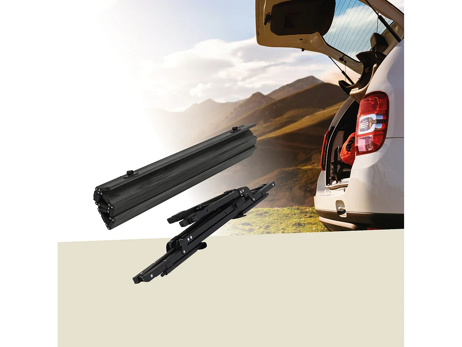 Table de camping pliable JAWINIO, table pliante réglable en hauteur, aluminium noir