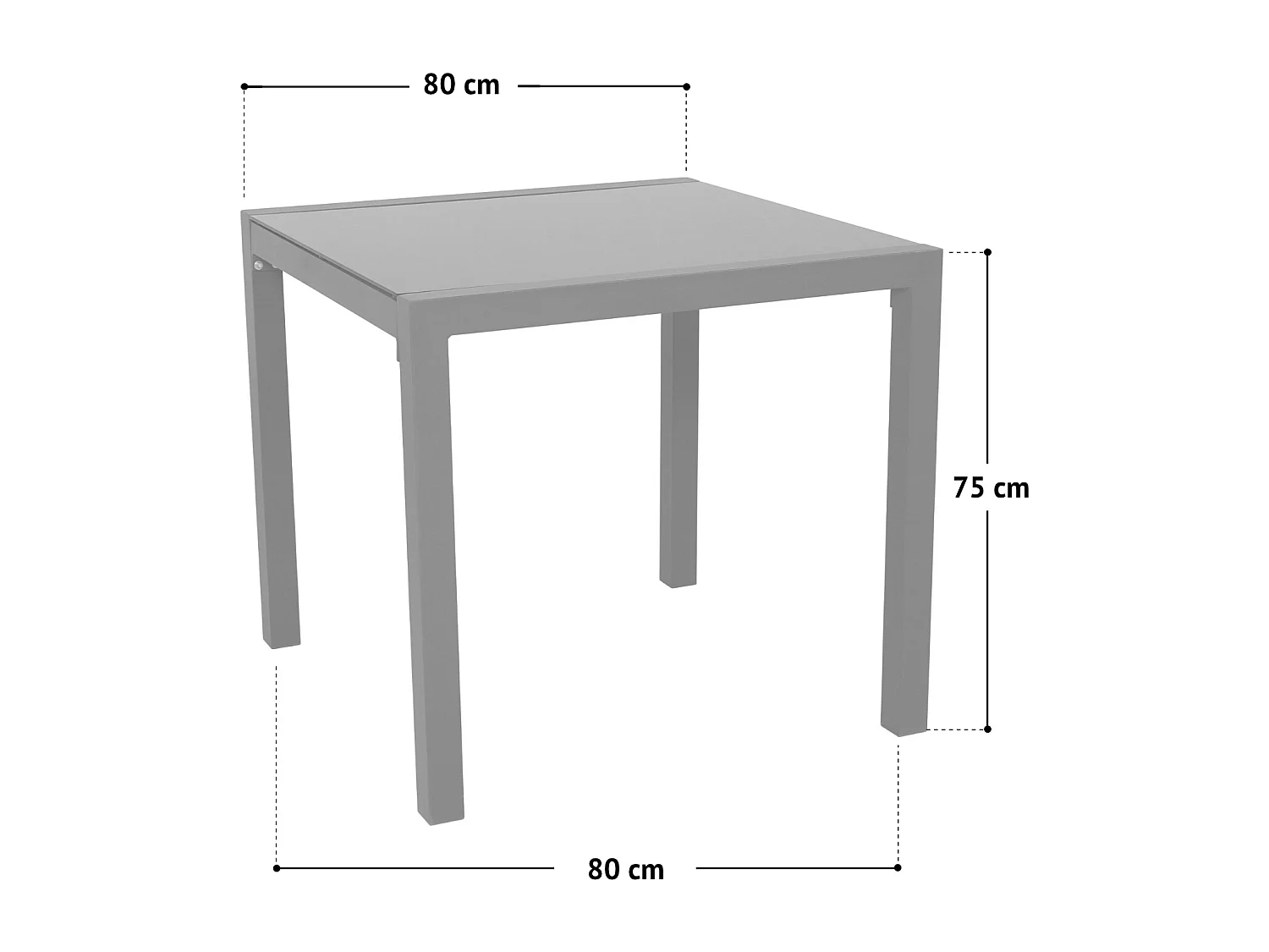 Table de jardin en aluminium avec plateau en verre