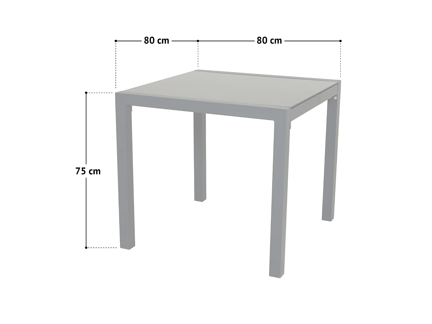 Table de jardin en aluminium avec plateau en verre
