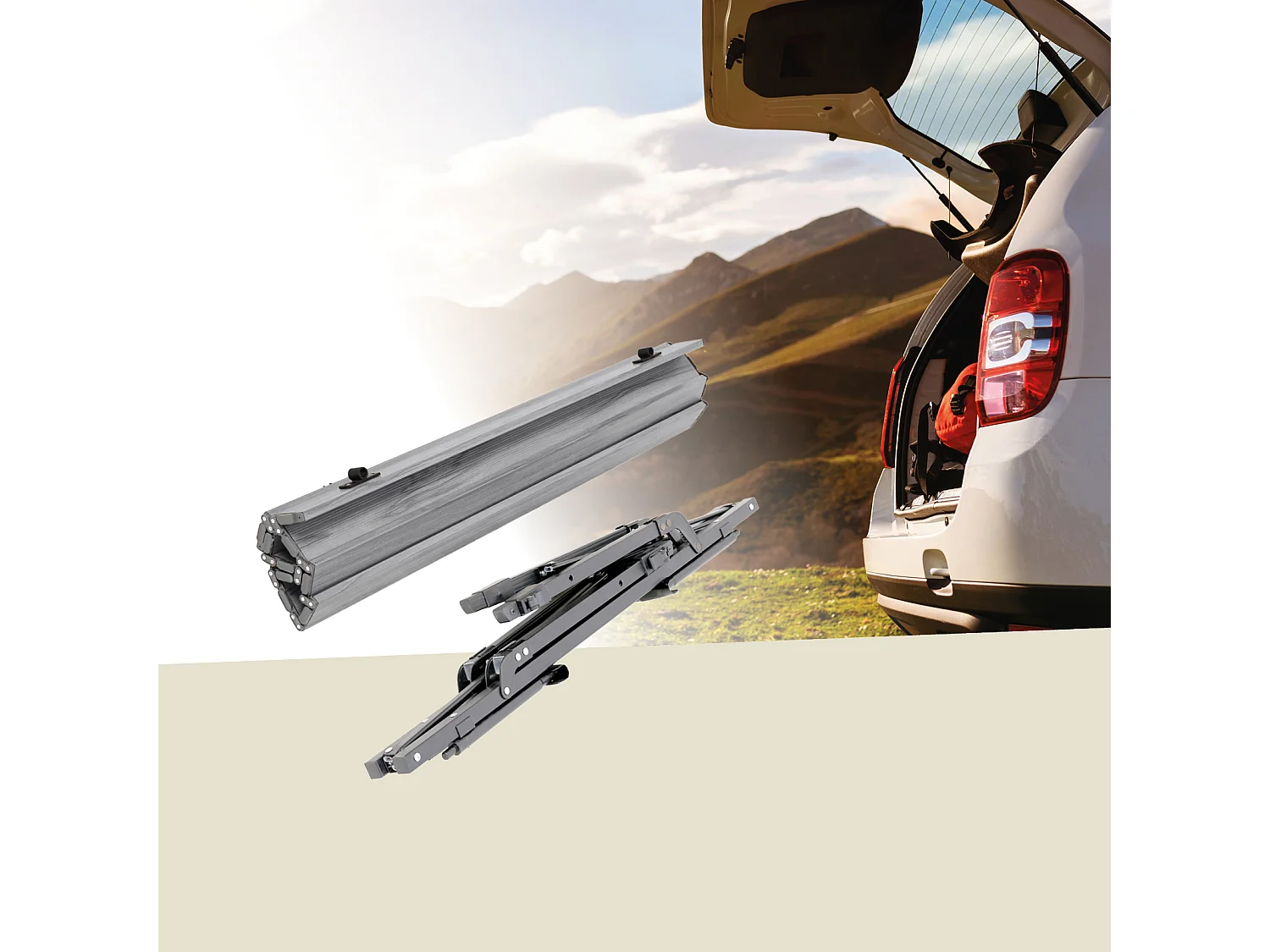 Table de camping pliable JAWINIO, table pliante réglable en hauteur, aluminium argent