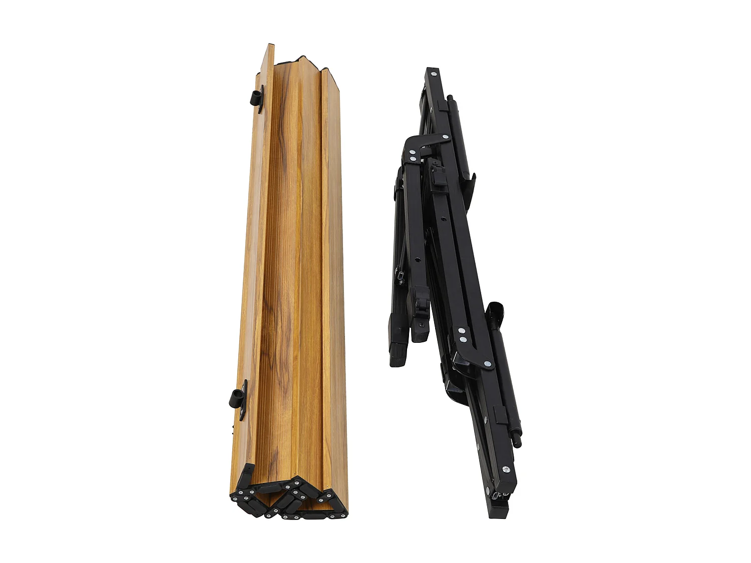 Table de camping pliable JAWINIO, table pliante réglable en hauteur, aluminium aspect bois/noir