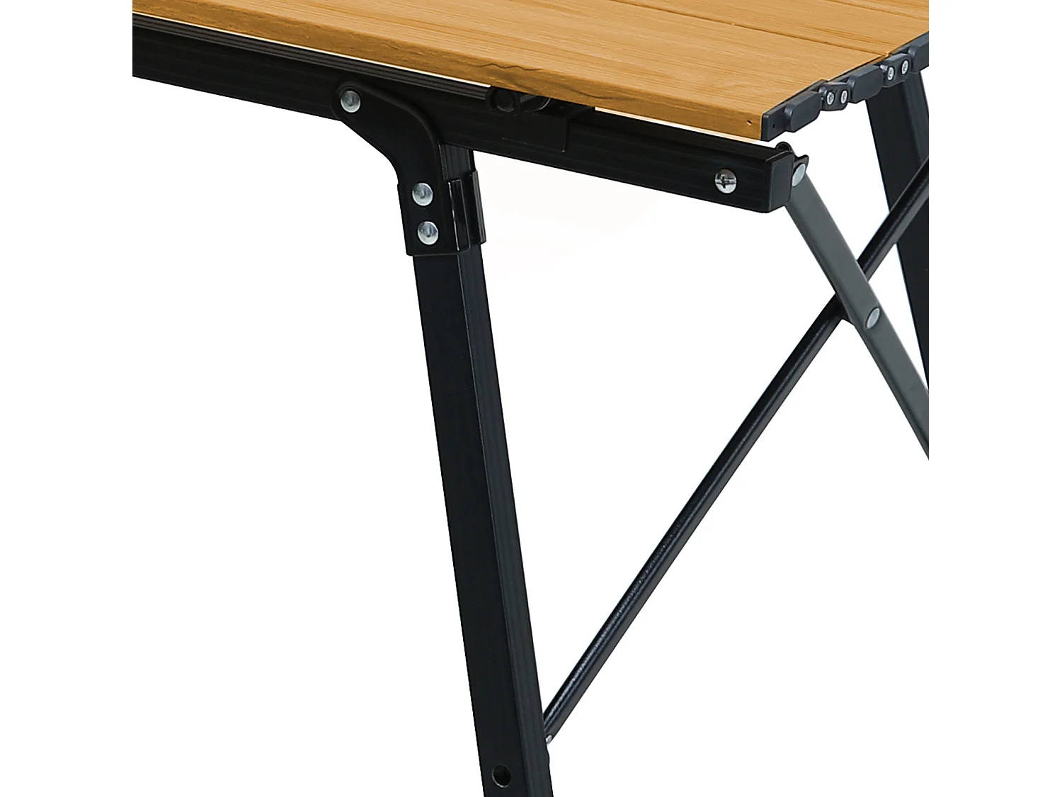 Table de camping pliable JAWINIO, table pliante réglable en hauteur, aluminium aspect bois/noir