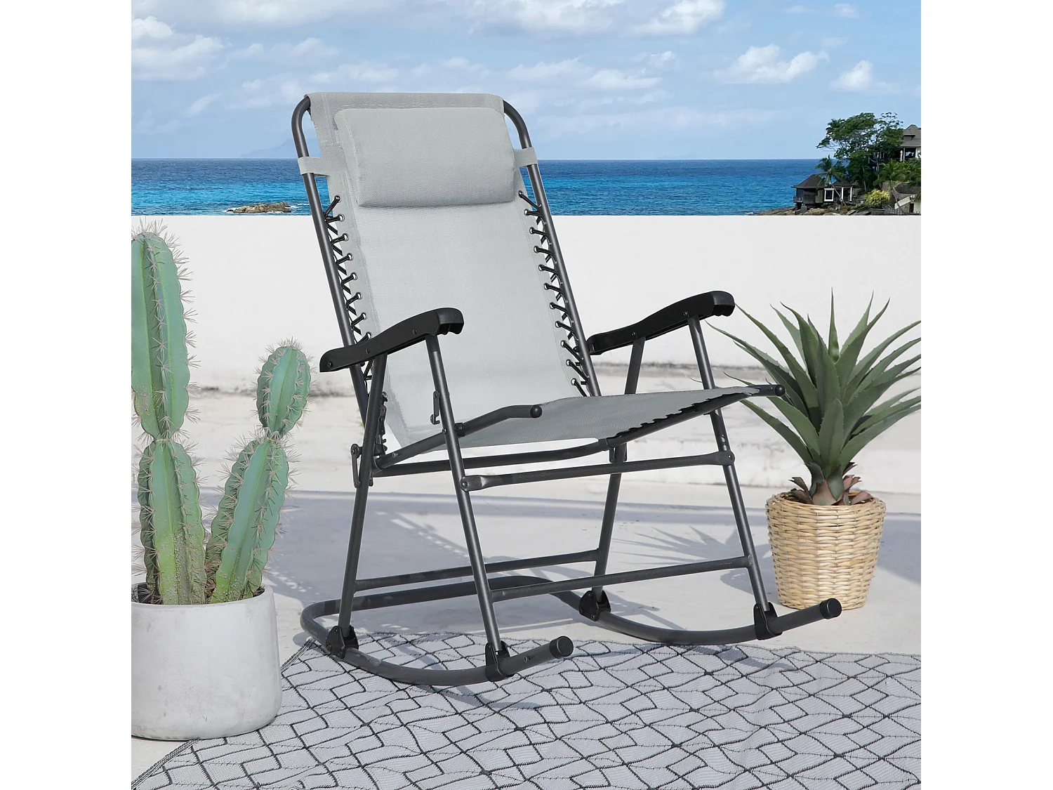 Fauteuil à bascule pliable avec appuie-tête