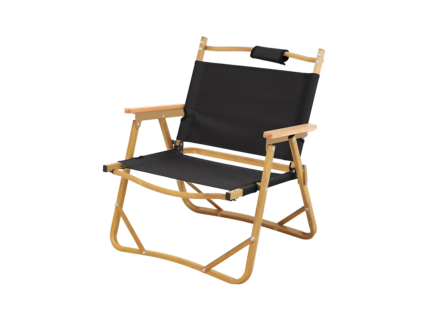 Chaise de camping extérieure en bois pliable avec accoudoirs