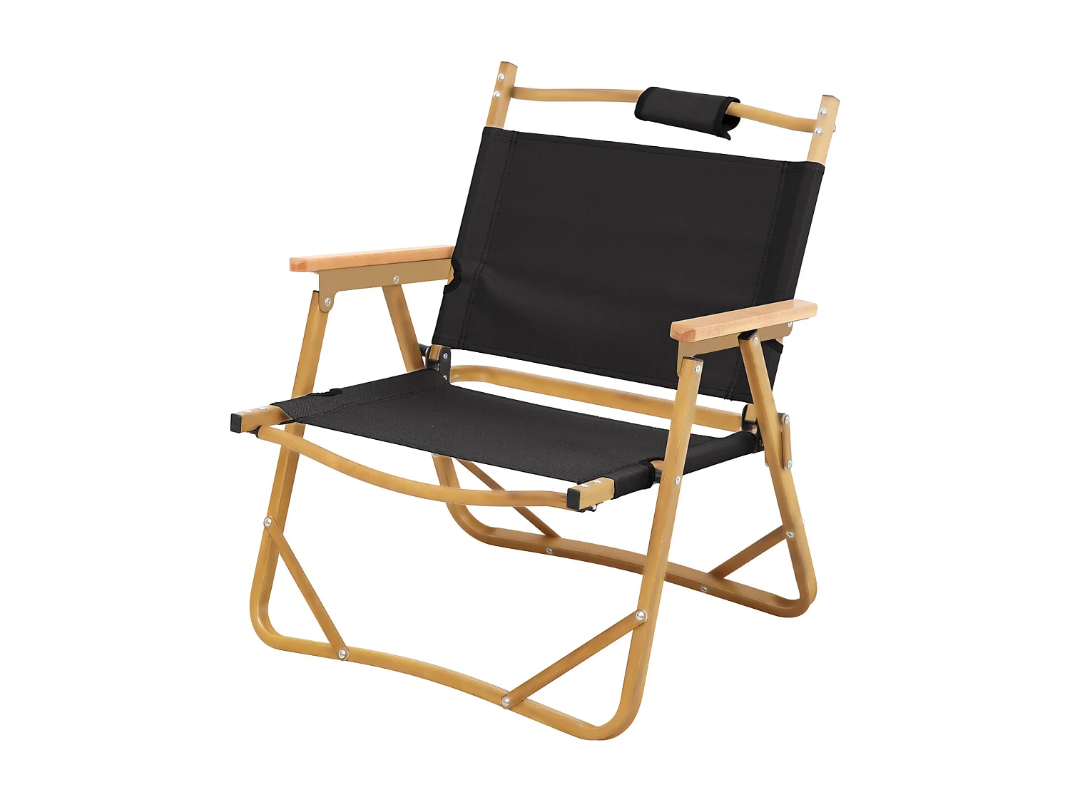 Chaise de camping extérieure en bois pliable avec accoudoirs
