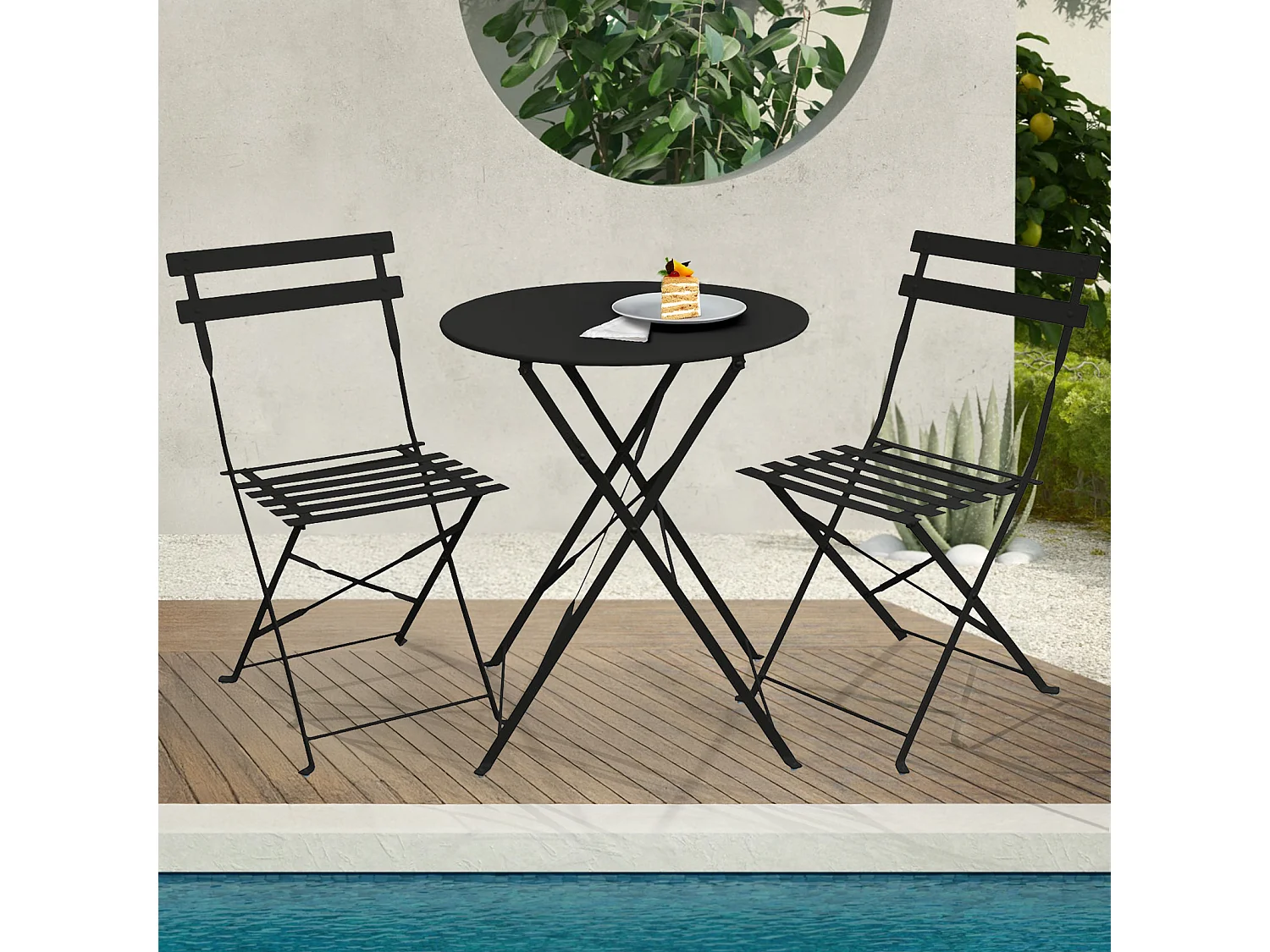 Meubles de balcon Chaise Table Métal pliants