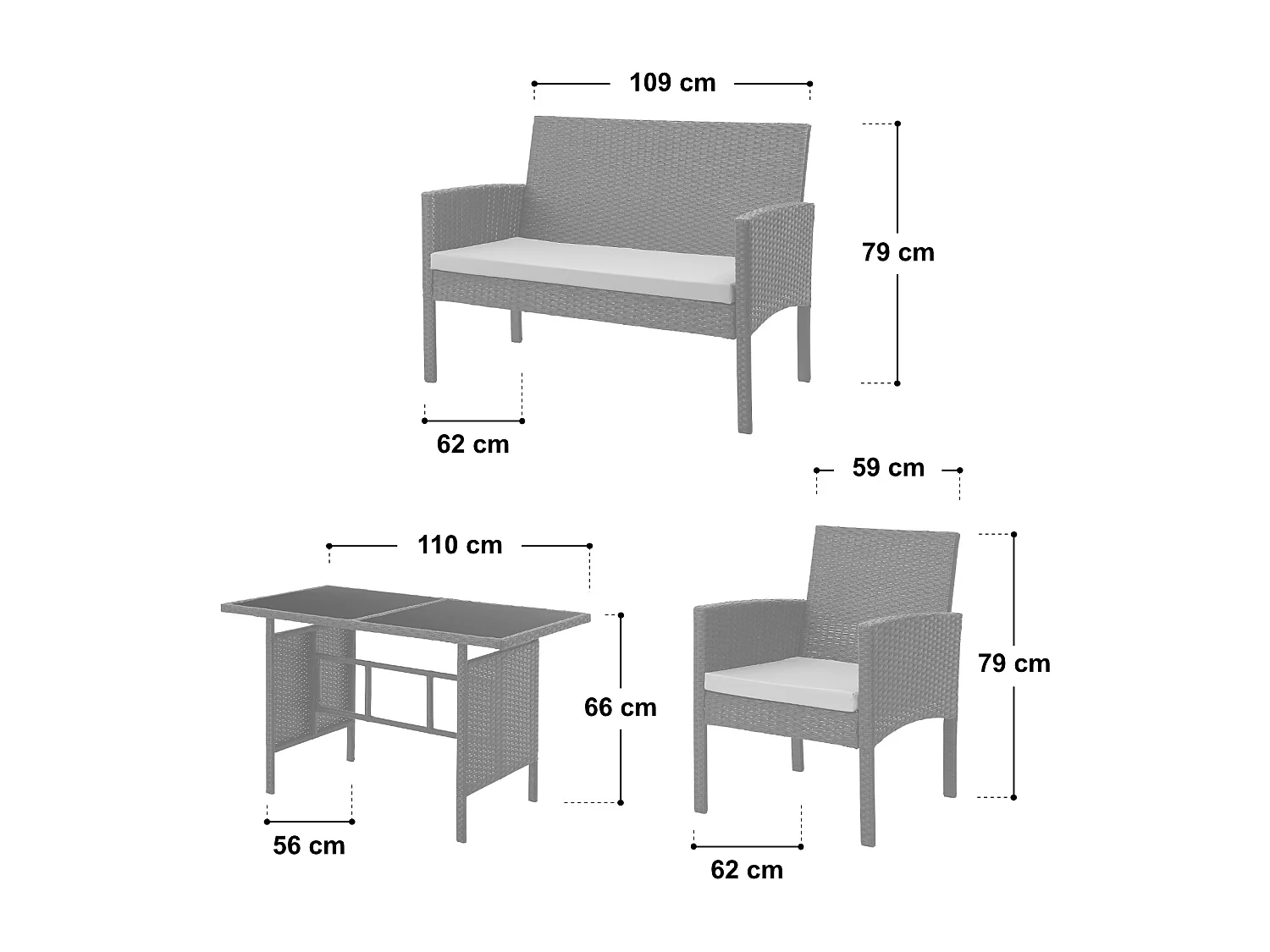 Ensemble de meubles de jardin en rotin