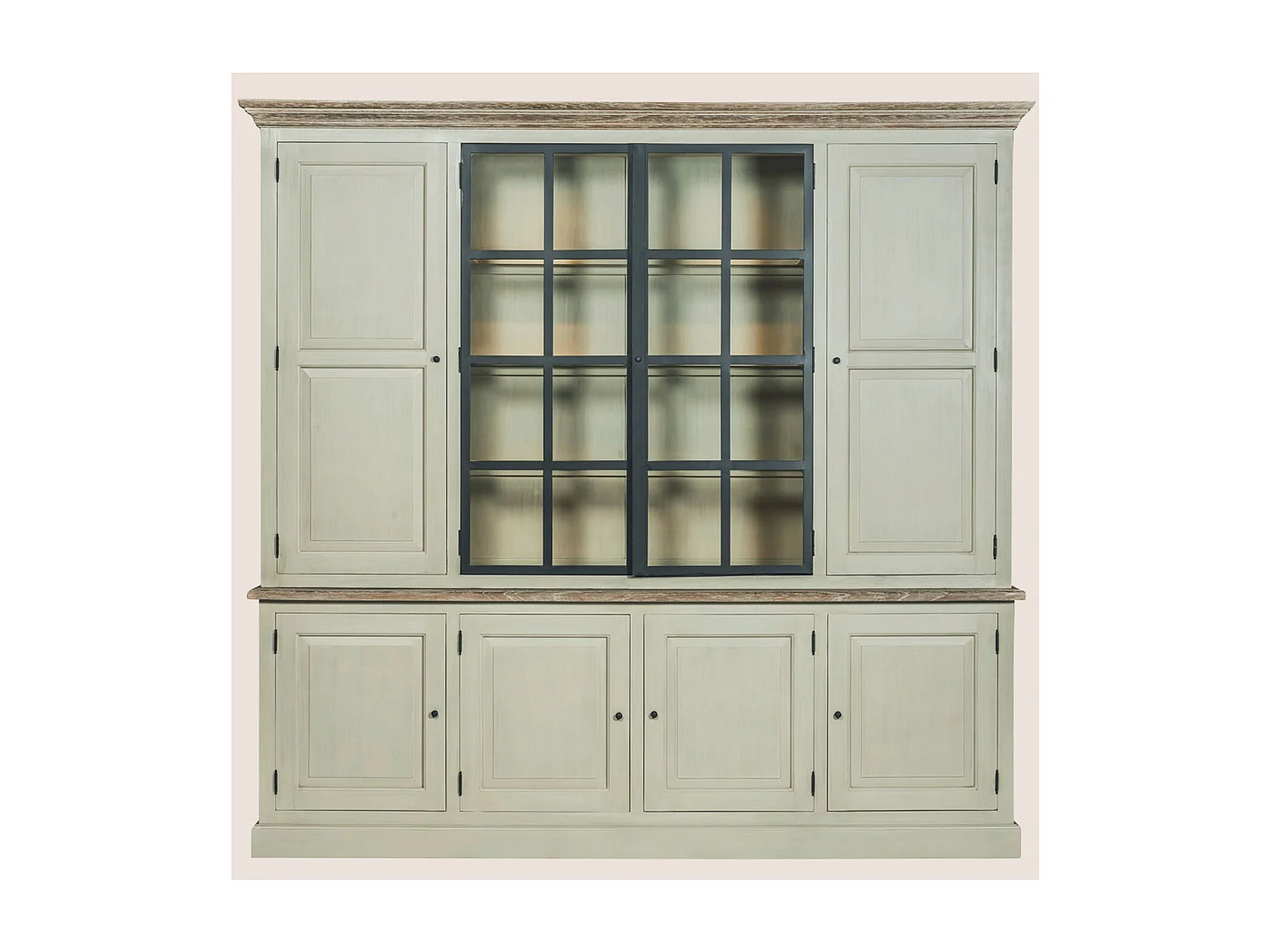 Buffet vaisselier en bois 4 portes éclairage LED - VILLAS