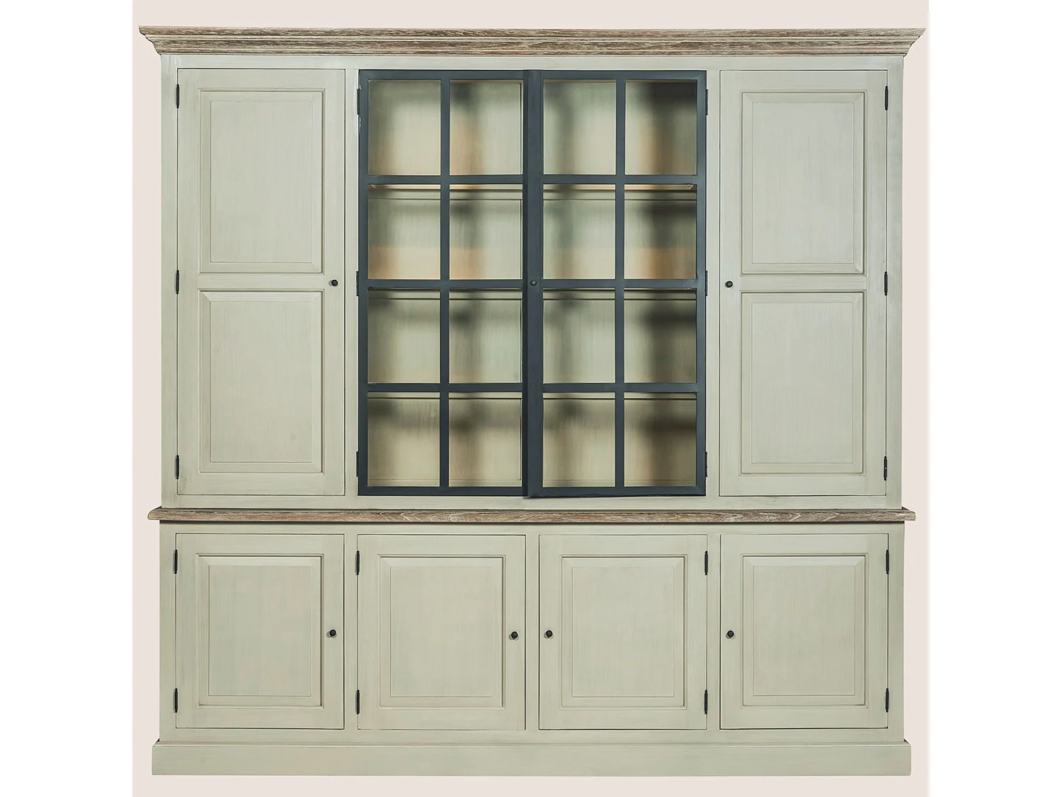 Buffet vaisselier en bois 4 portes éclairage LED - VILLAS