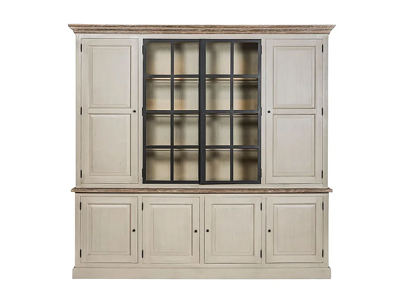 Buffet vaisselier en bois 4 portes éclairage LED - VILLAS