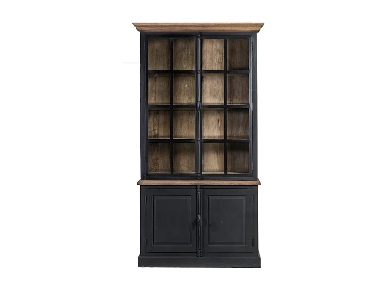 Buffet vaisselier en bois noir 2 portes vitrées - DALILA