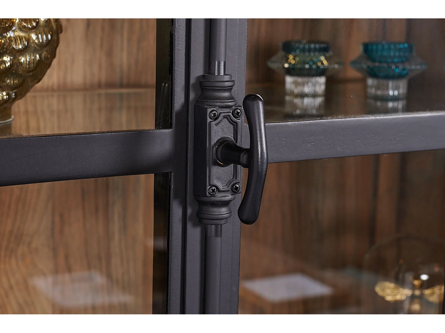 Buffet vaisselier en bois noir 2 portes vitrées - DALILA