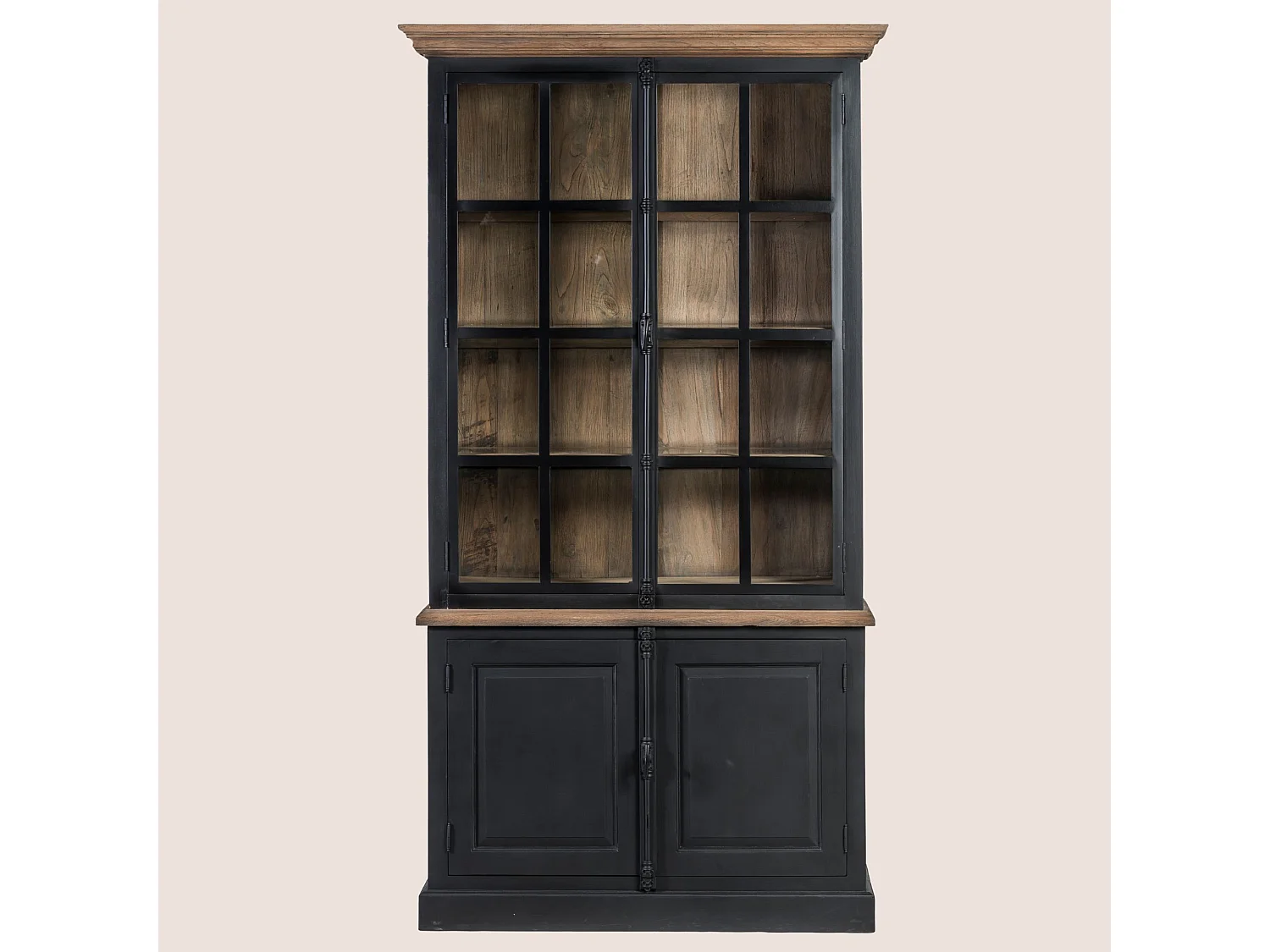 Buffet vaisselier en bois noir 2 portes vitrées - DALILA
