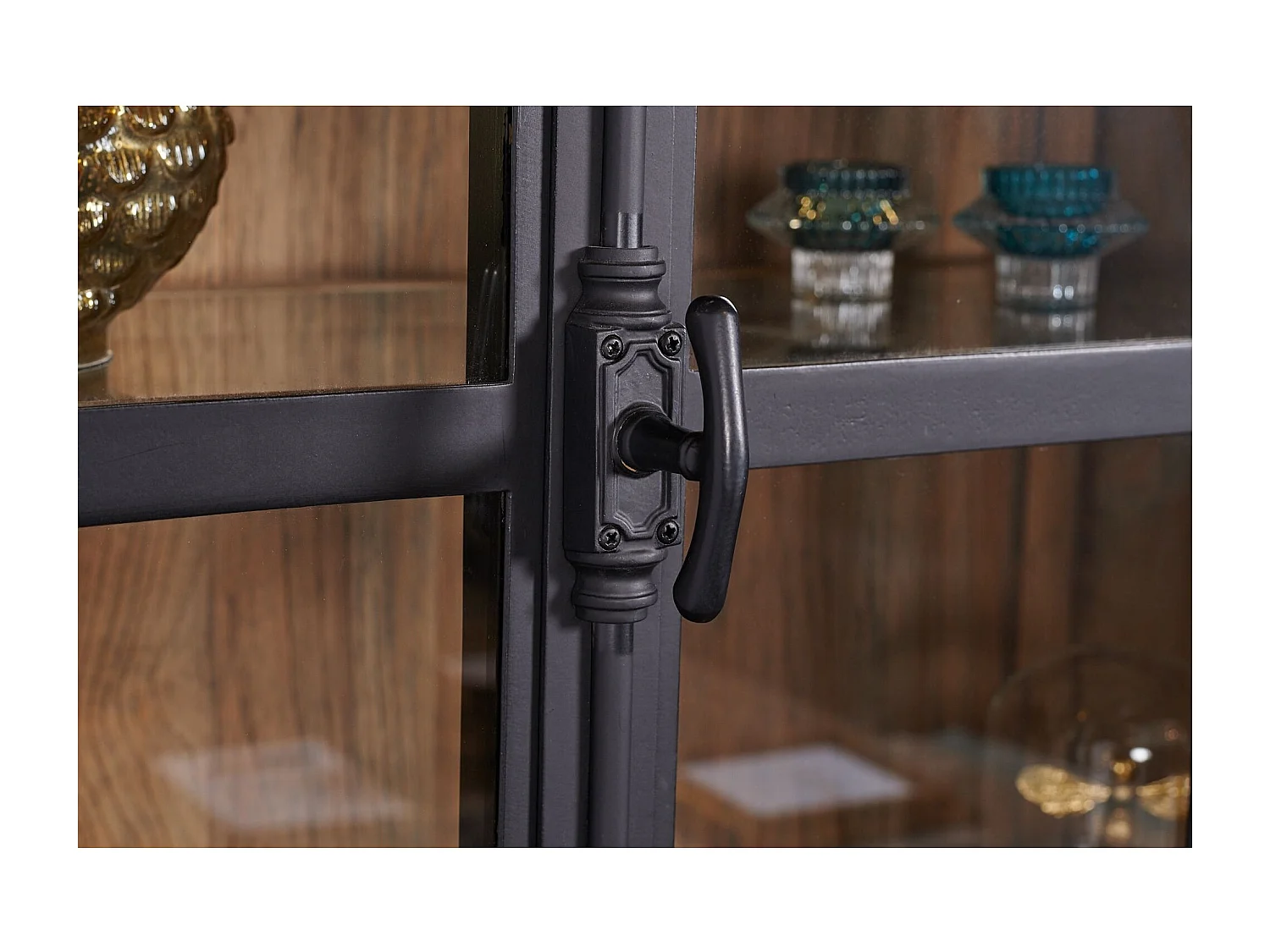 Buffet vaisselier en bois noir 2 portes vitrées - DALILA