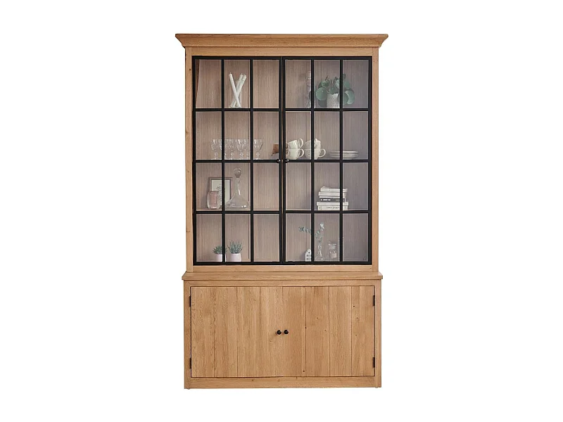 Buffet vaisselier industriel en bois et métal 4 portes - VICTORIA