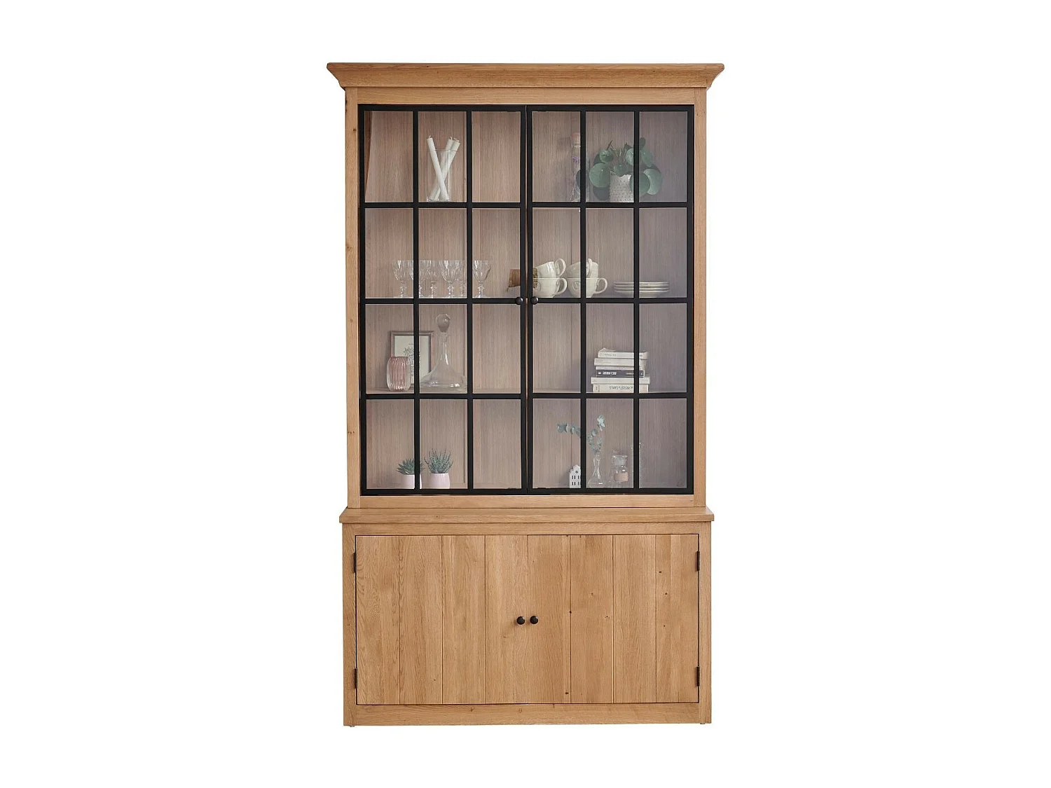 Buffet vaisselier industriel en bois et métal 4 portes - VICTORIA