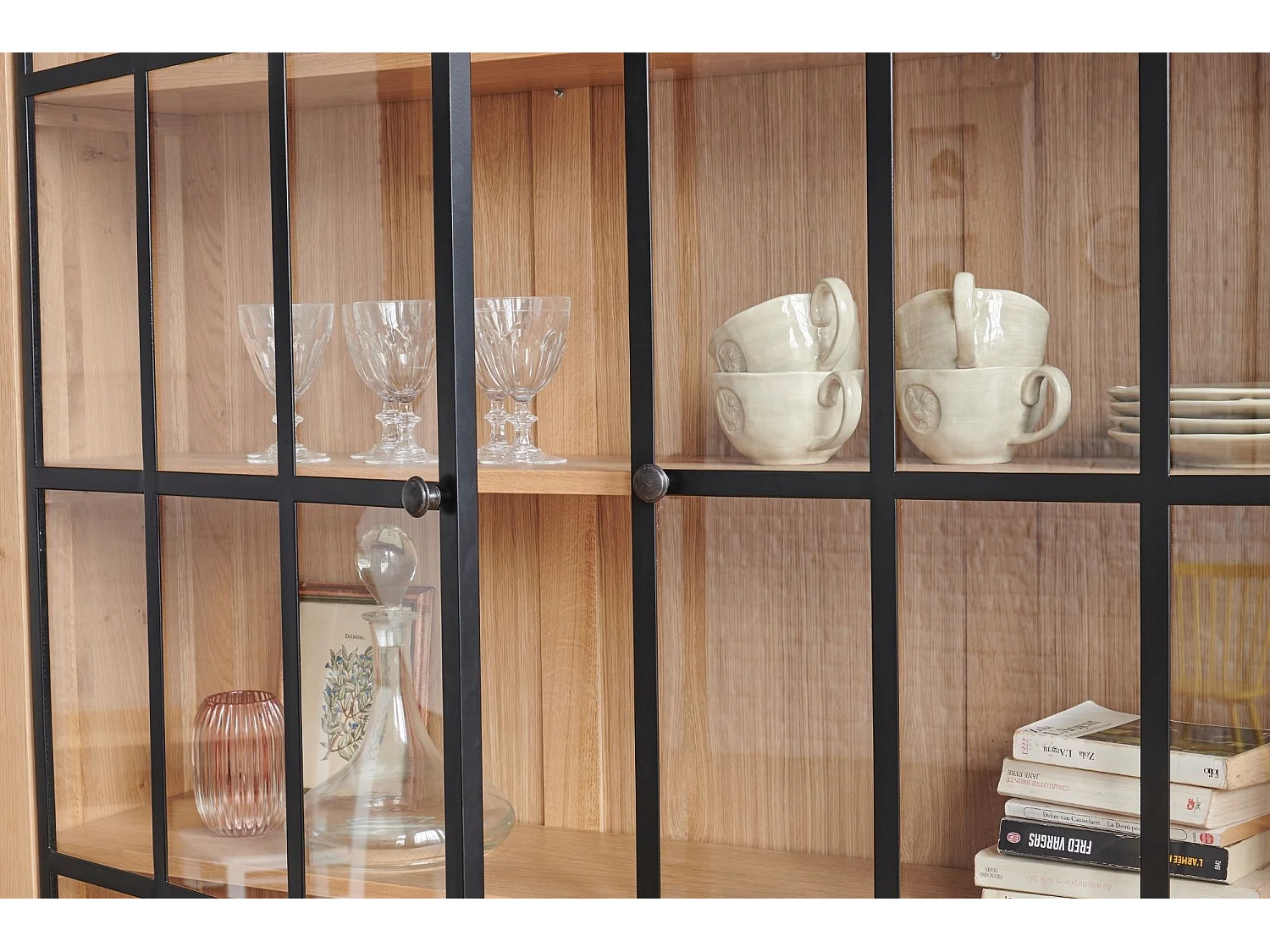 Buffet vaisselier industriel en bois et métal 4 portes - VICTORIA