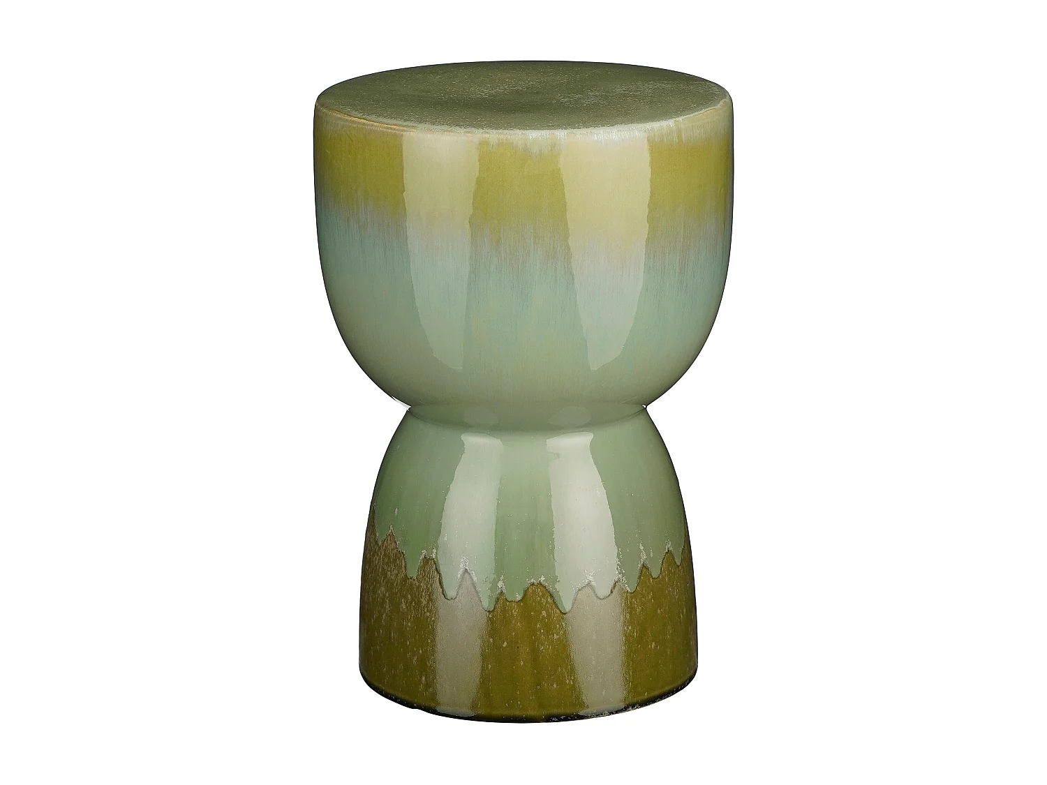 Bijzettafel van klei en glazuur - 26 x 26 x 37 - Groen - LUCIEN