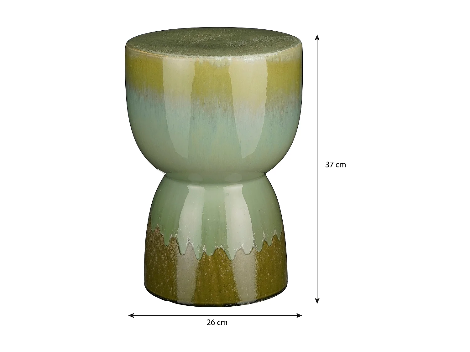 Bijzettafel van klei en glazuur - 26 x 26 x 37 - Groen - LUCIEN