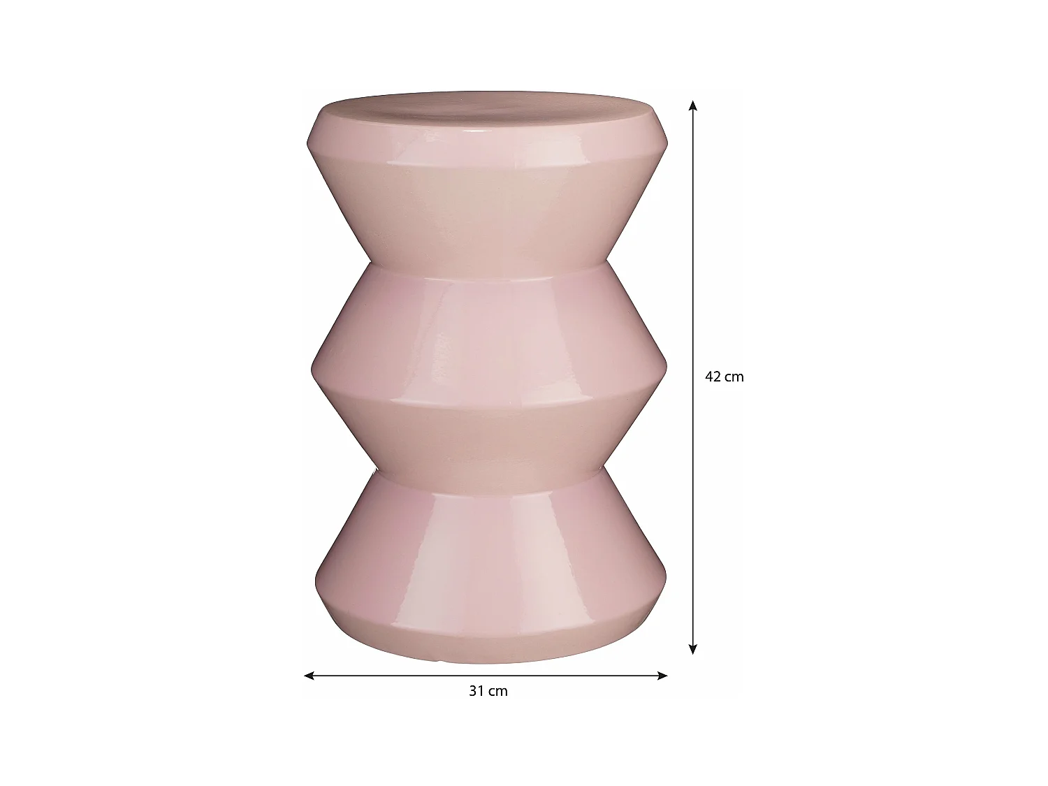 Table d'appoint en argile et émail - 31 x 31 x 43 - Lilas -
