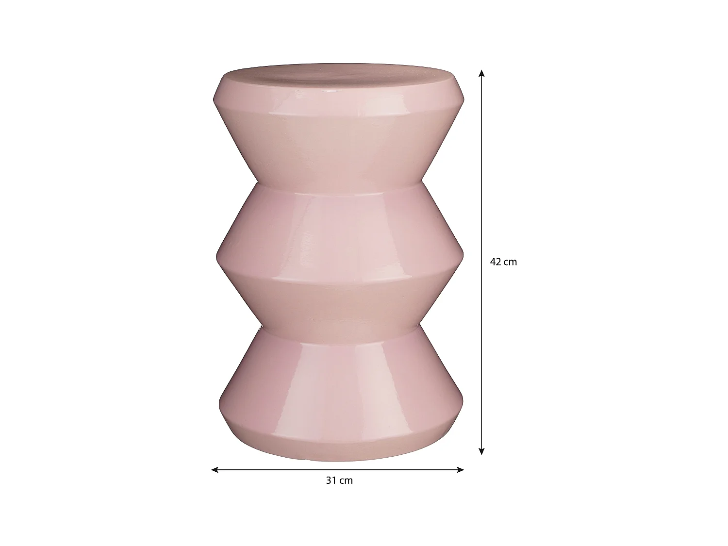 Table d'appoint en argile et émail - 31 x 31 x 43 - Lilas -