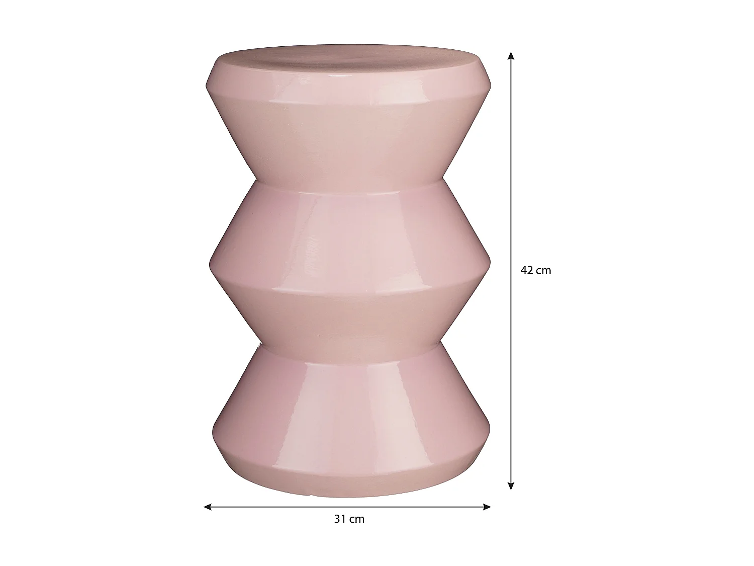 Table d'appoint en argile et émail - 31 x 31 x 43 - Lilas -