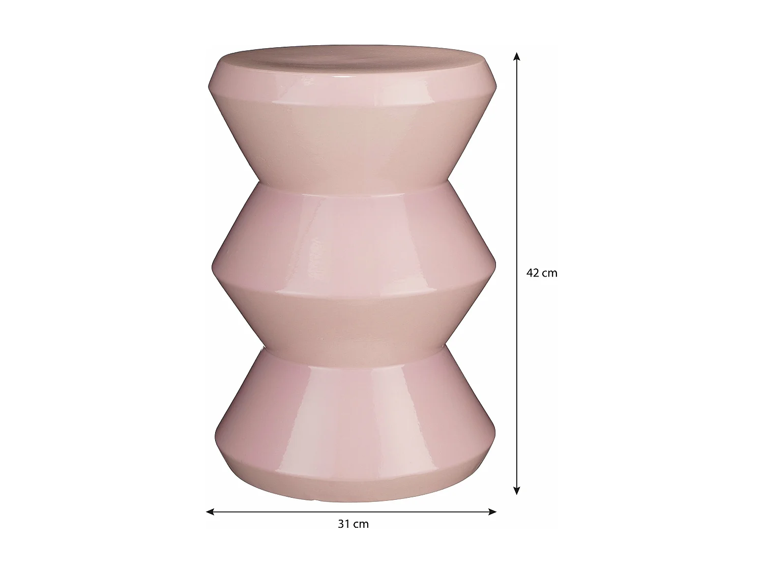 Table d'appoint en argile et émail - 31 x 31 x 43 - Lilas -