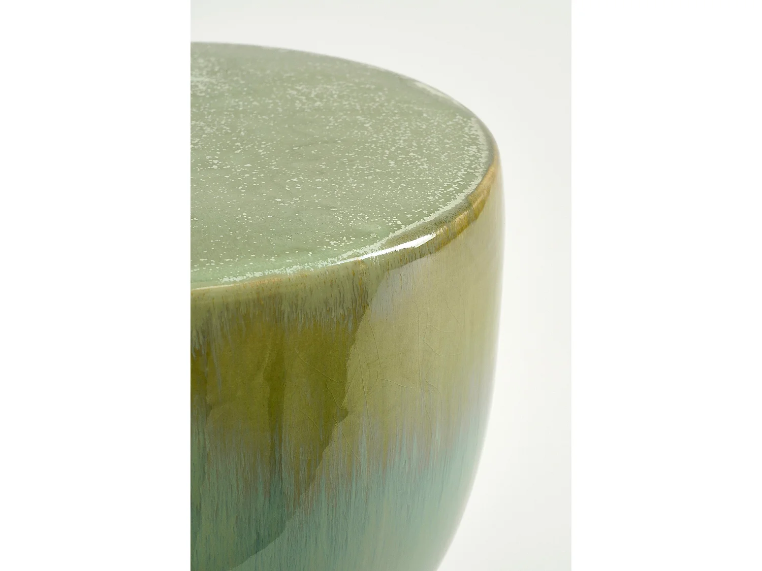 Table d'appoint en argile et émail - 29 x 29 x 42 - Vert - LUCIEN