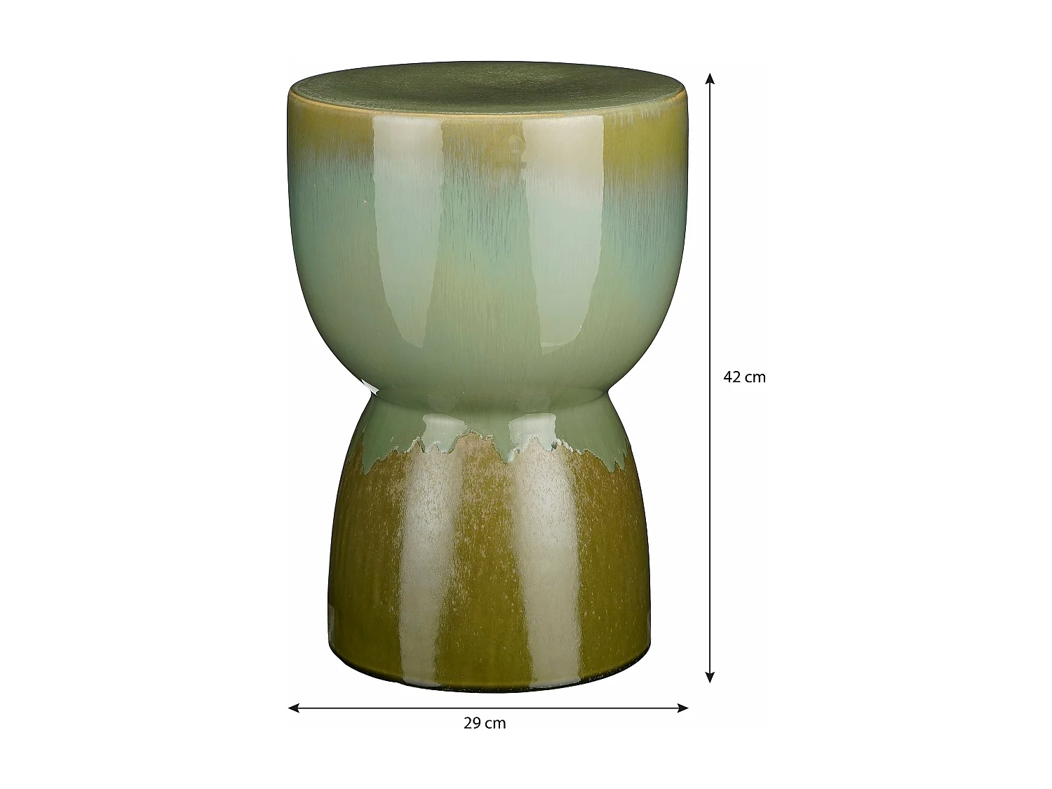 Table d'appoint en argile et émail - 29 x 29 x 42 - Vert - LUCIEN