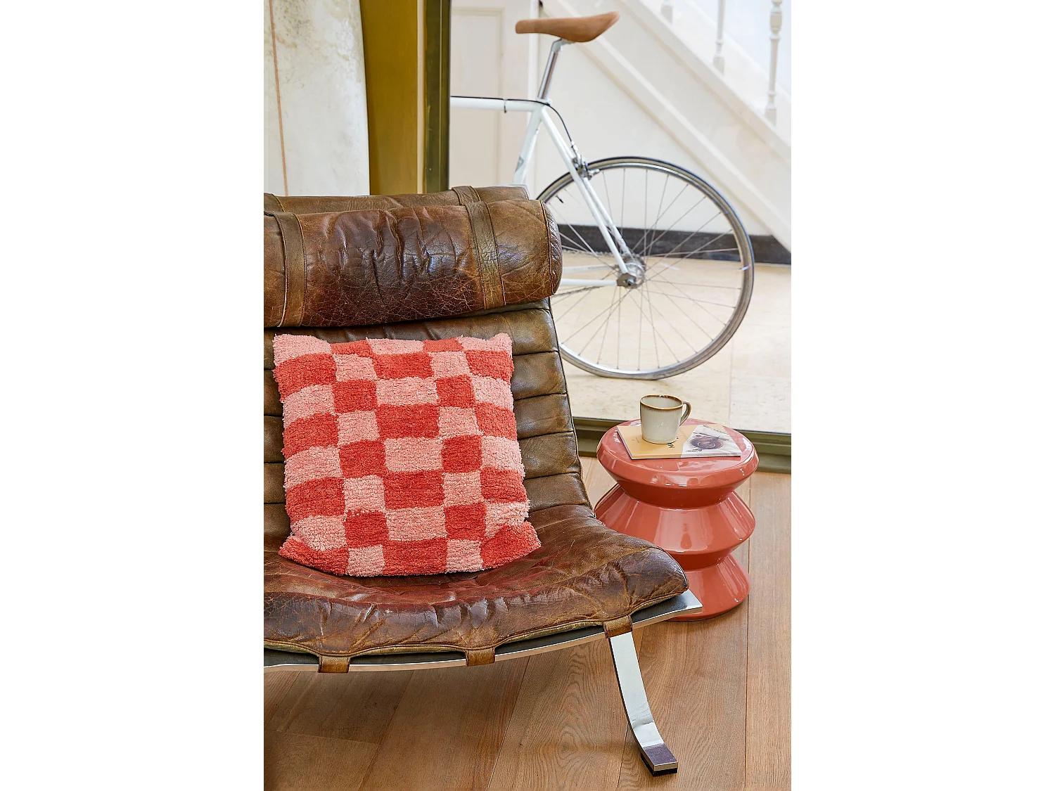 Bijzettafel van klei en glazuur - 31 x 31 x 28 - Oranje -