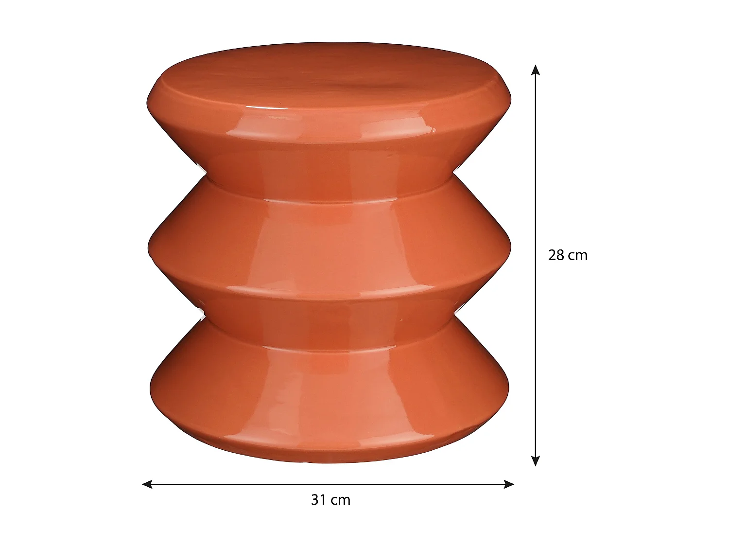 Table d'appoint en argile et émail - 31 x 31 x 28 - Orange -