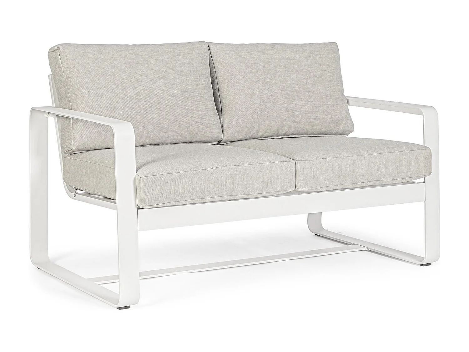 Canapé de jardin 2 places en métal et coussins tissu - ETRETAT