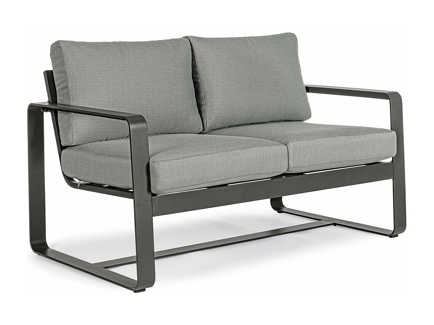 Canapé de jardin 2 places en métal et coussins tissu - ETRETAT