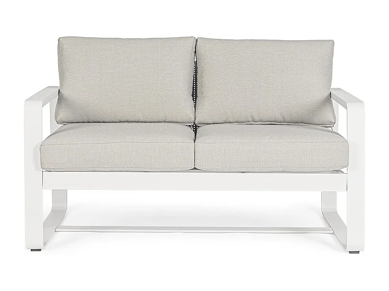 Canapé de jardin 2 places en métal et coussins tissu - ETRETAT