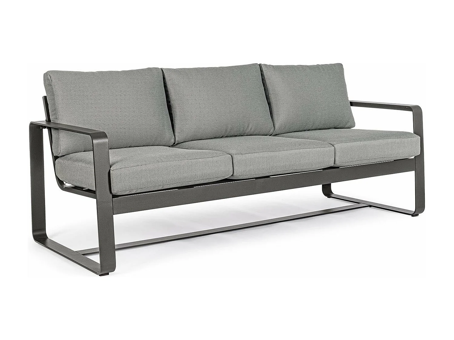 Canapé de jardin 2 places en métal et coussins tissu - ETRETAT