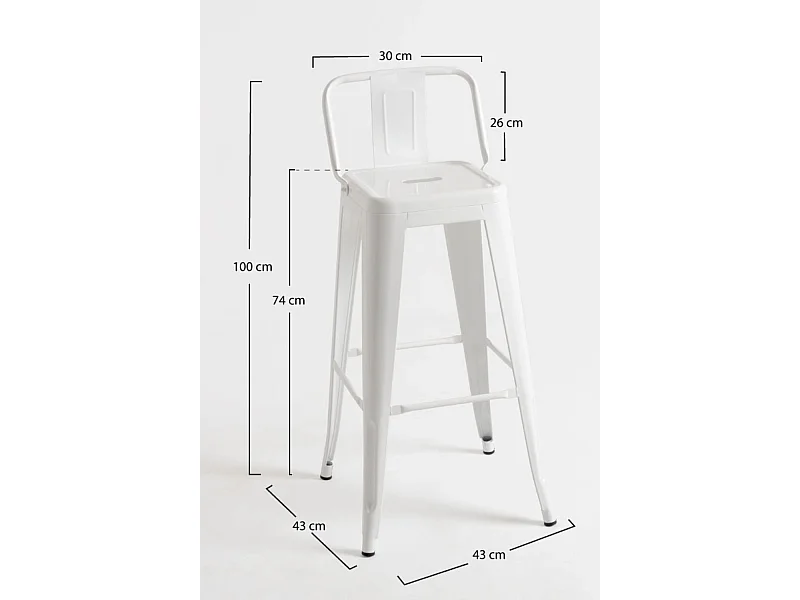 Lote de 2 Taburetes Torix Respaldo - Blanco